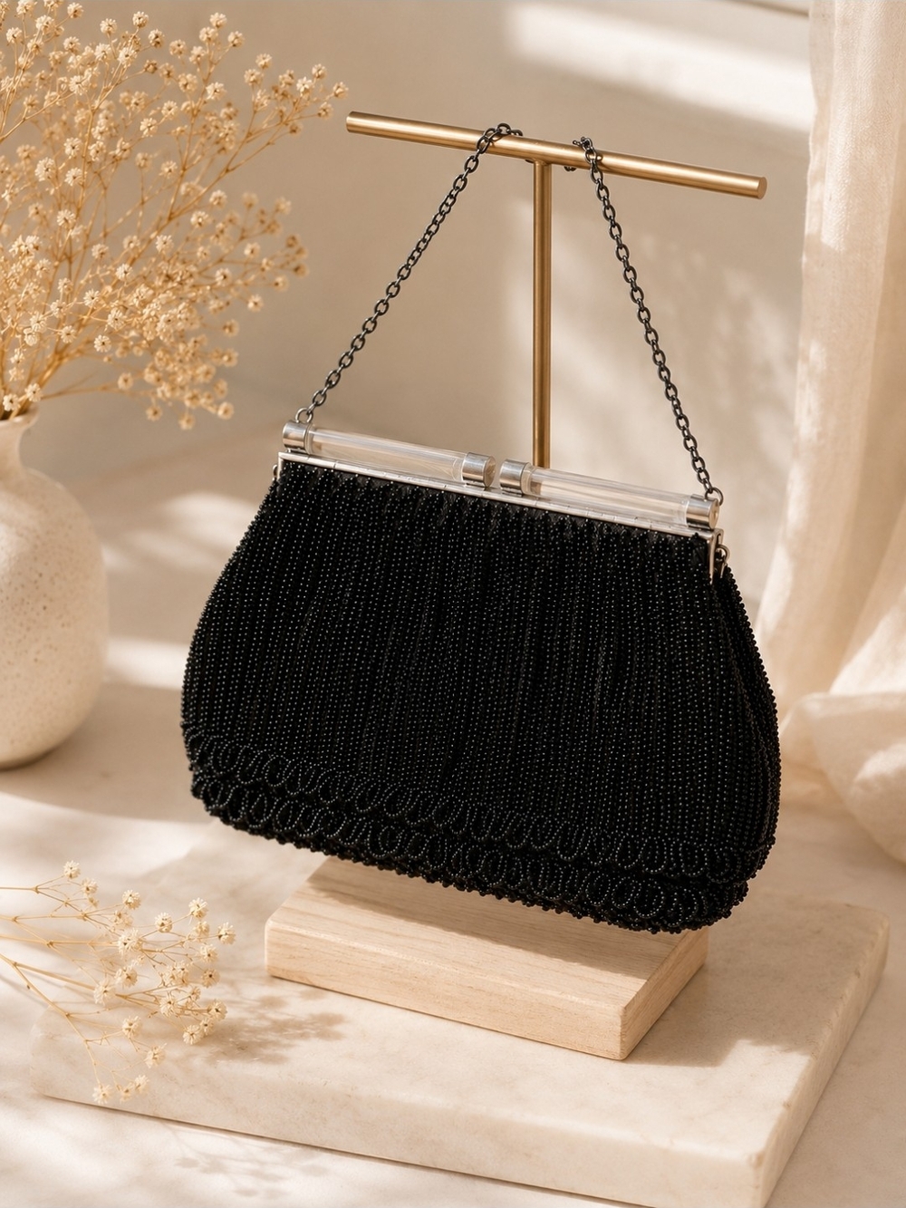 Black Beaded Evening Bag